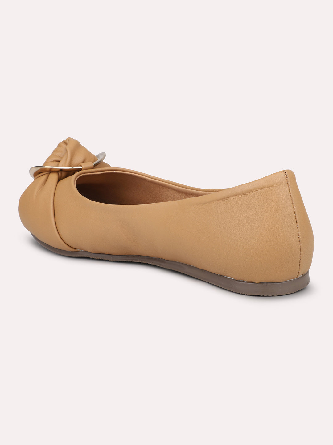 Women Beige Buckle Detailed ballerinas Flats