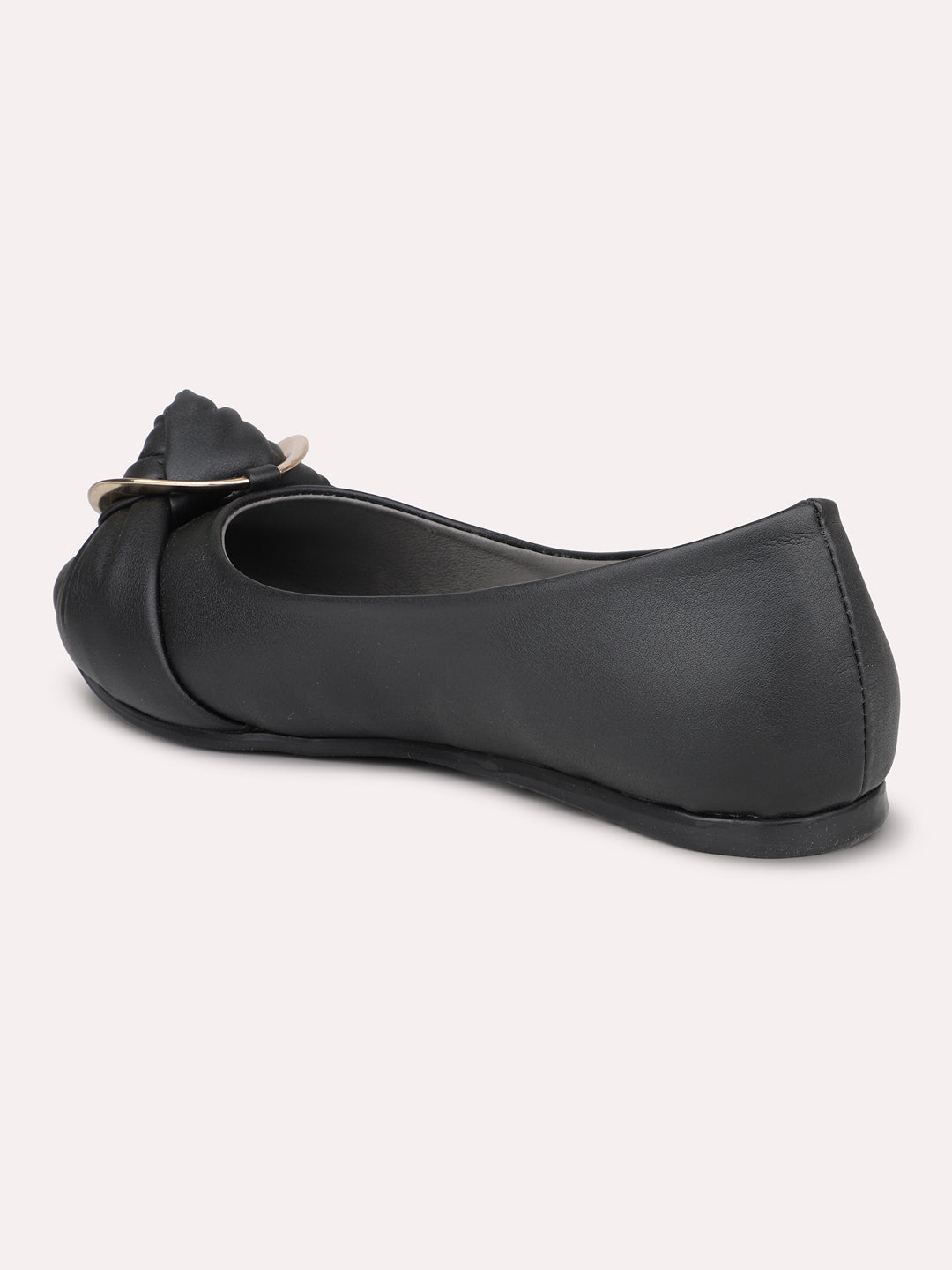 Women Black Buckle Detailed ballerinas Flats