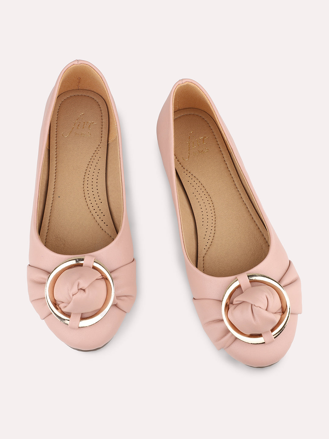 Women Peach Buckle Detailed ballerinas Flats