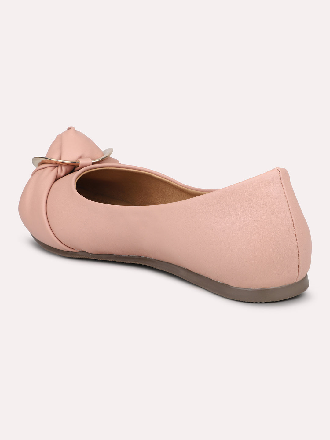 Women Peach Buckle Detailed ballerinas Flats