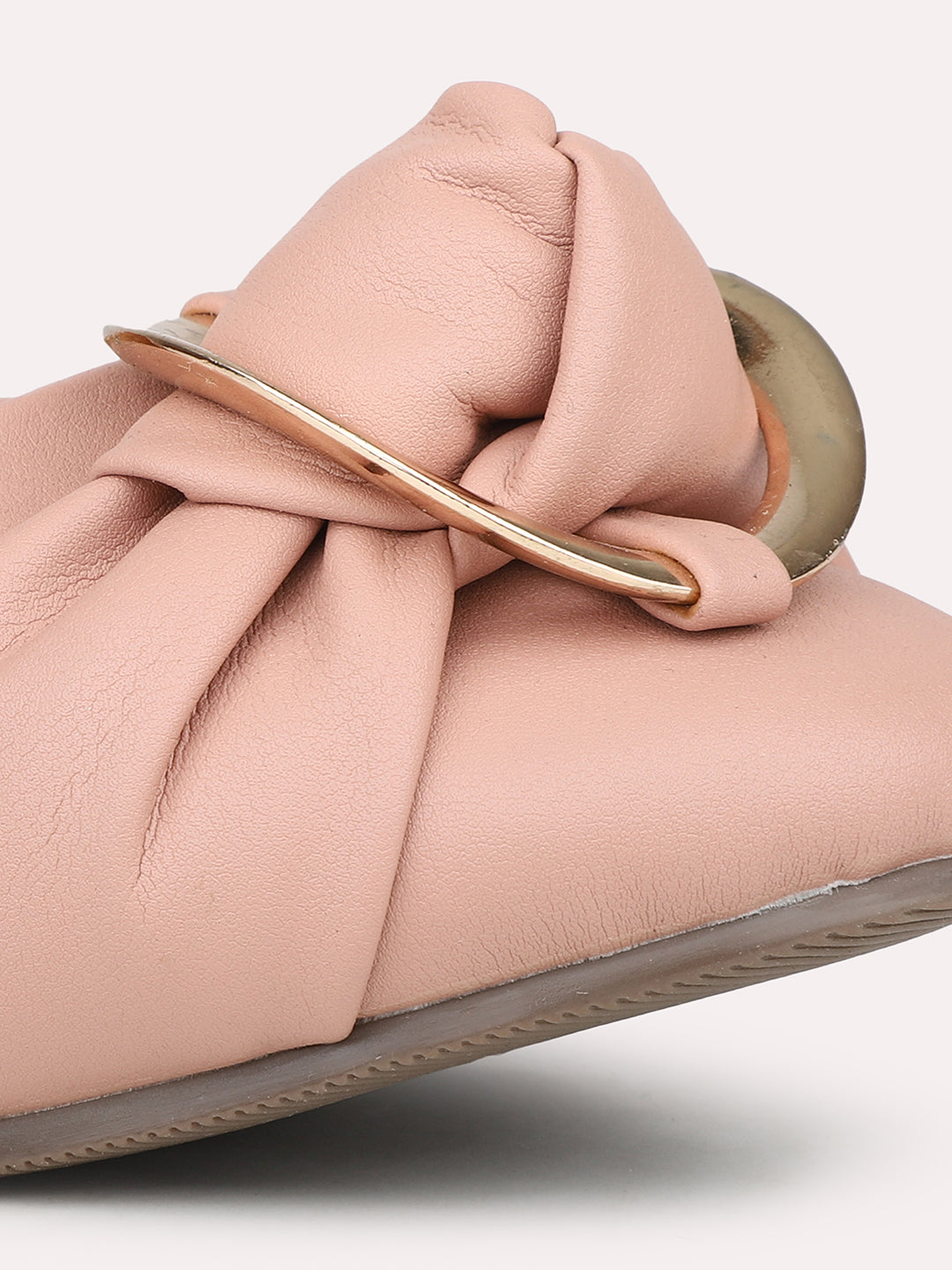 Women Peach Buckle Detailed ballerinas Flats