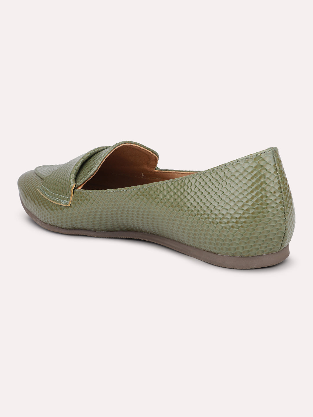 Women Green Textured Ballerinas Flats