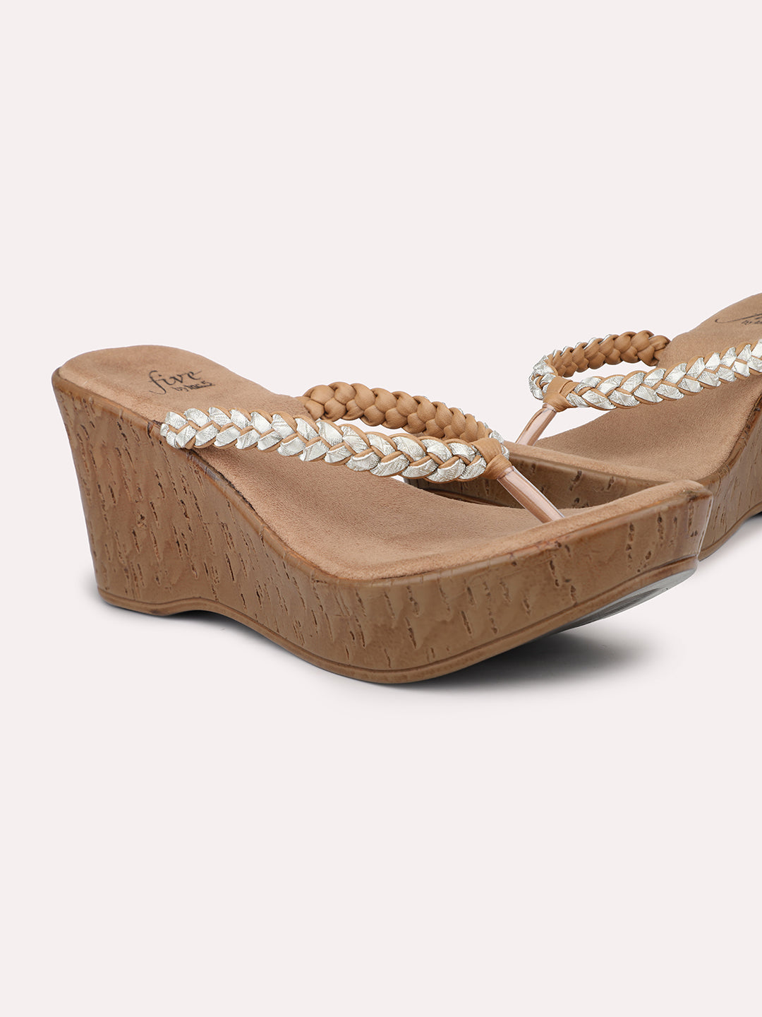 Women Beige Textured Wedge Heels