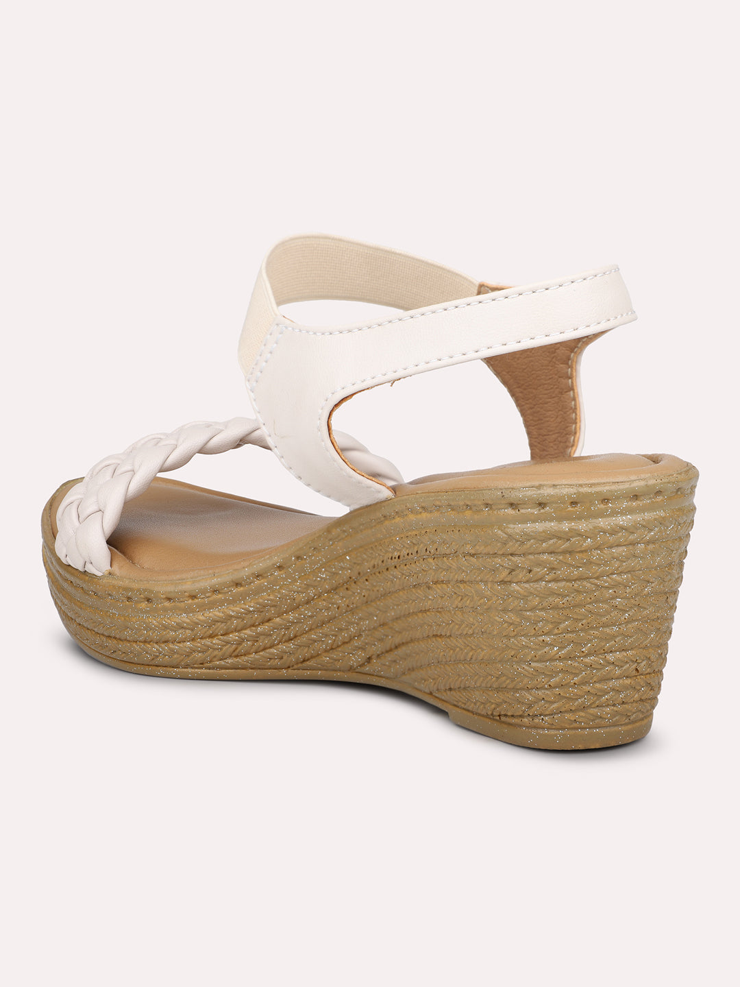 Women Beige Textured Wedge Heels