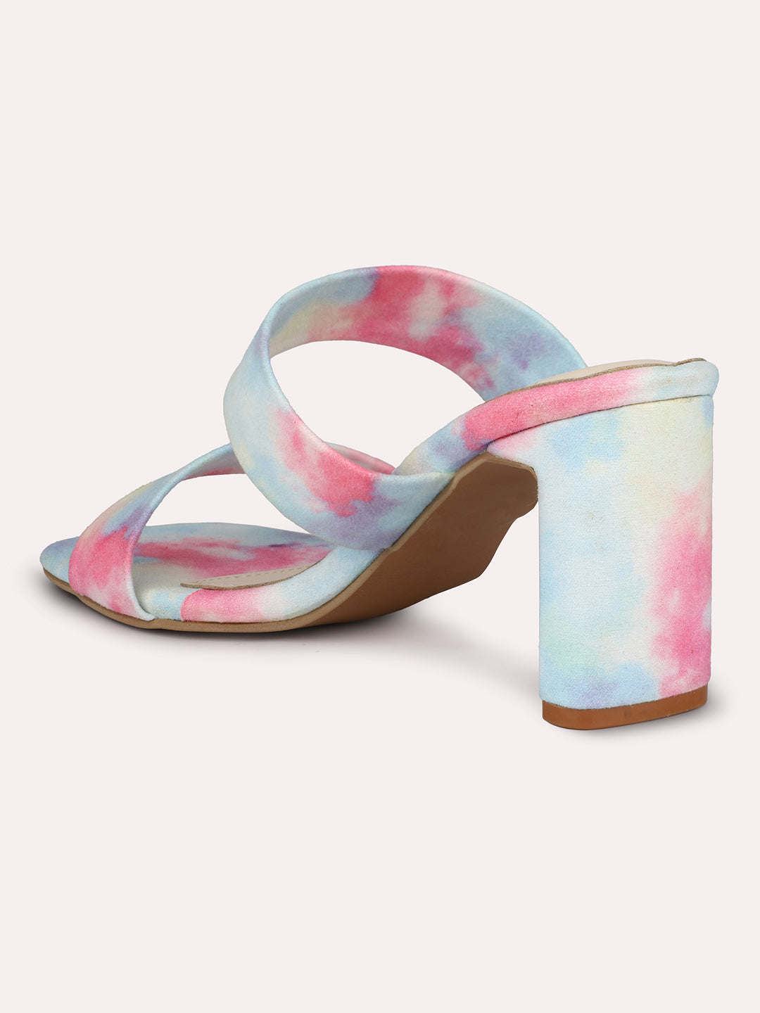 Women Blue Multicoloured Printed Block Heels