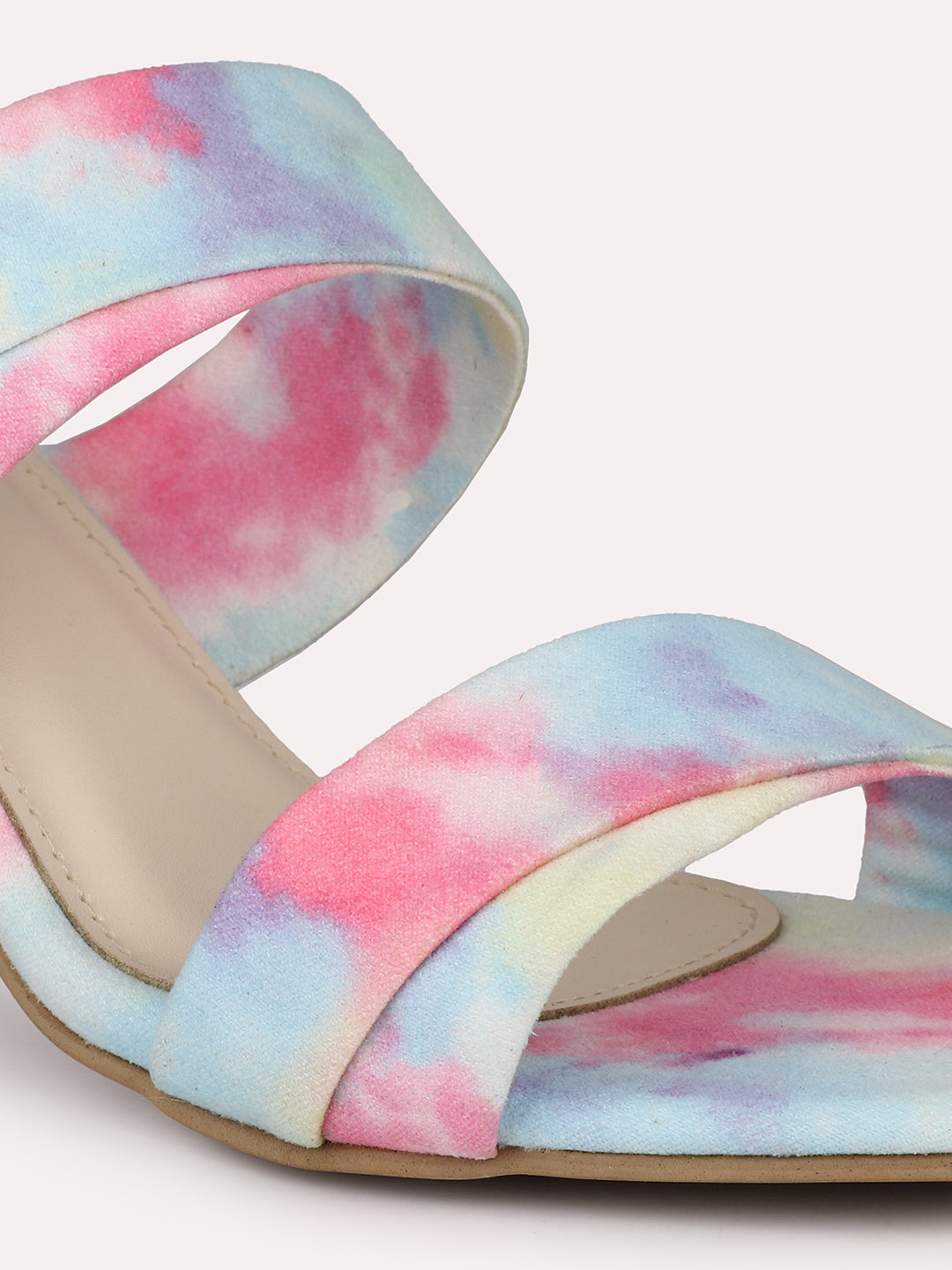 Women Blue Multicoloured Printed Block Heels