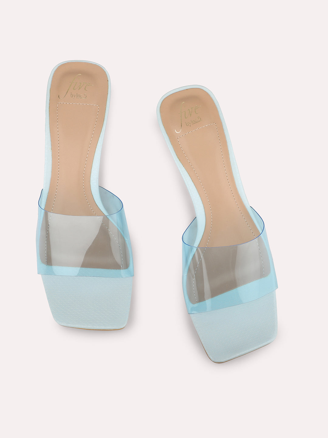 Women Blue Transparent Block Heel Sandals