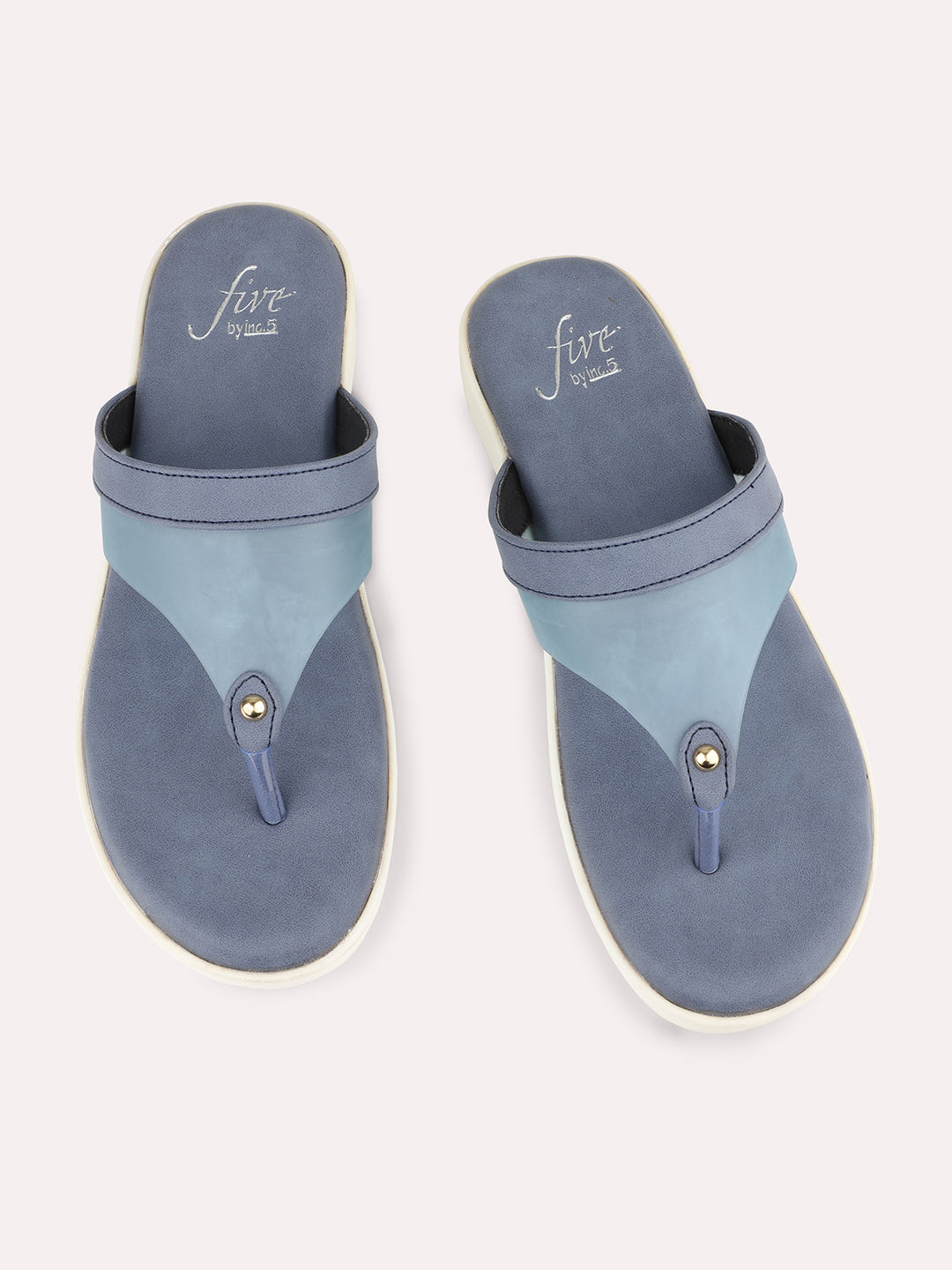 Women Blue Colourblocked Open Toe Flats