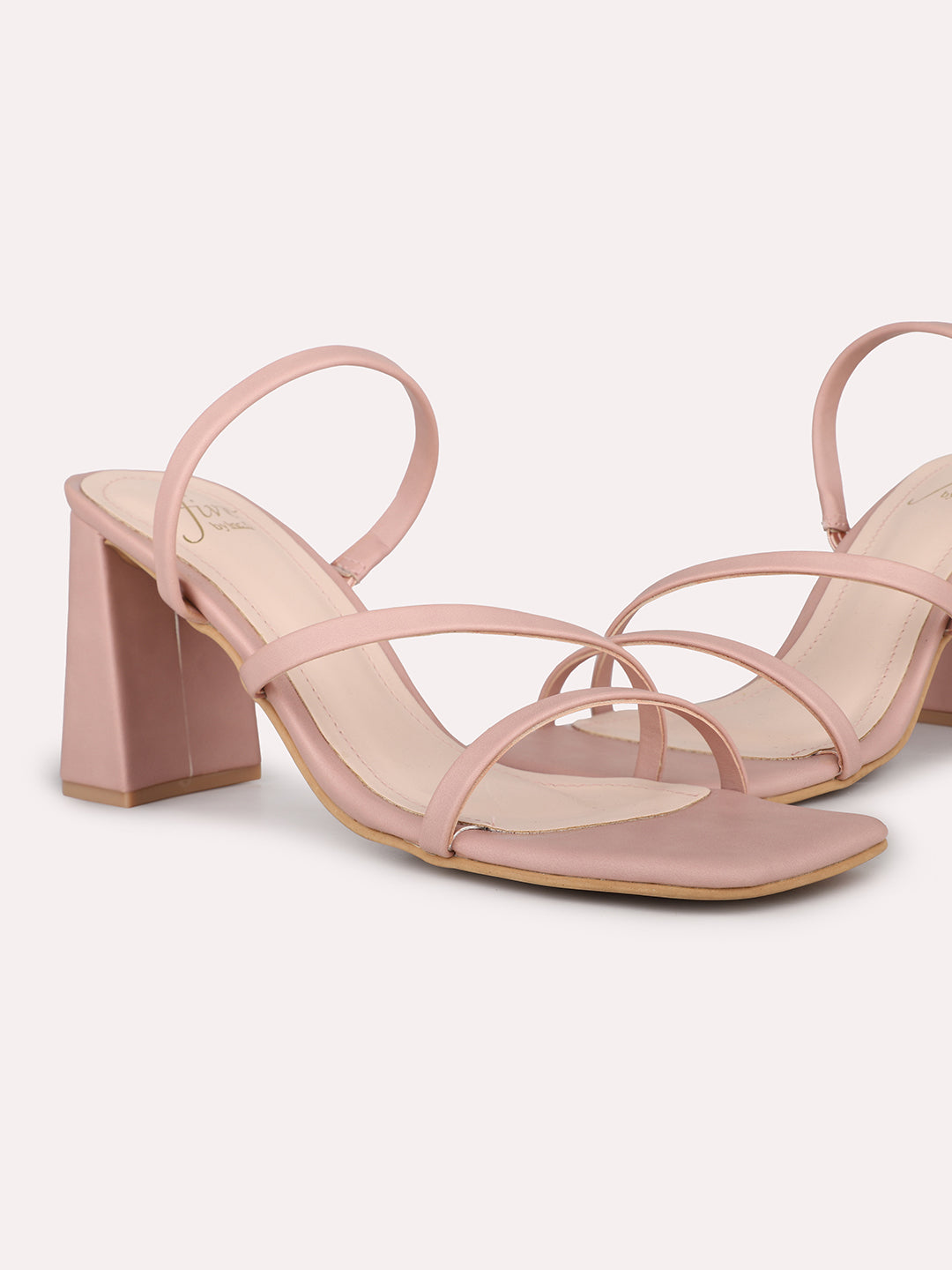 Women Peach Strappy Block Heels