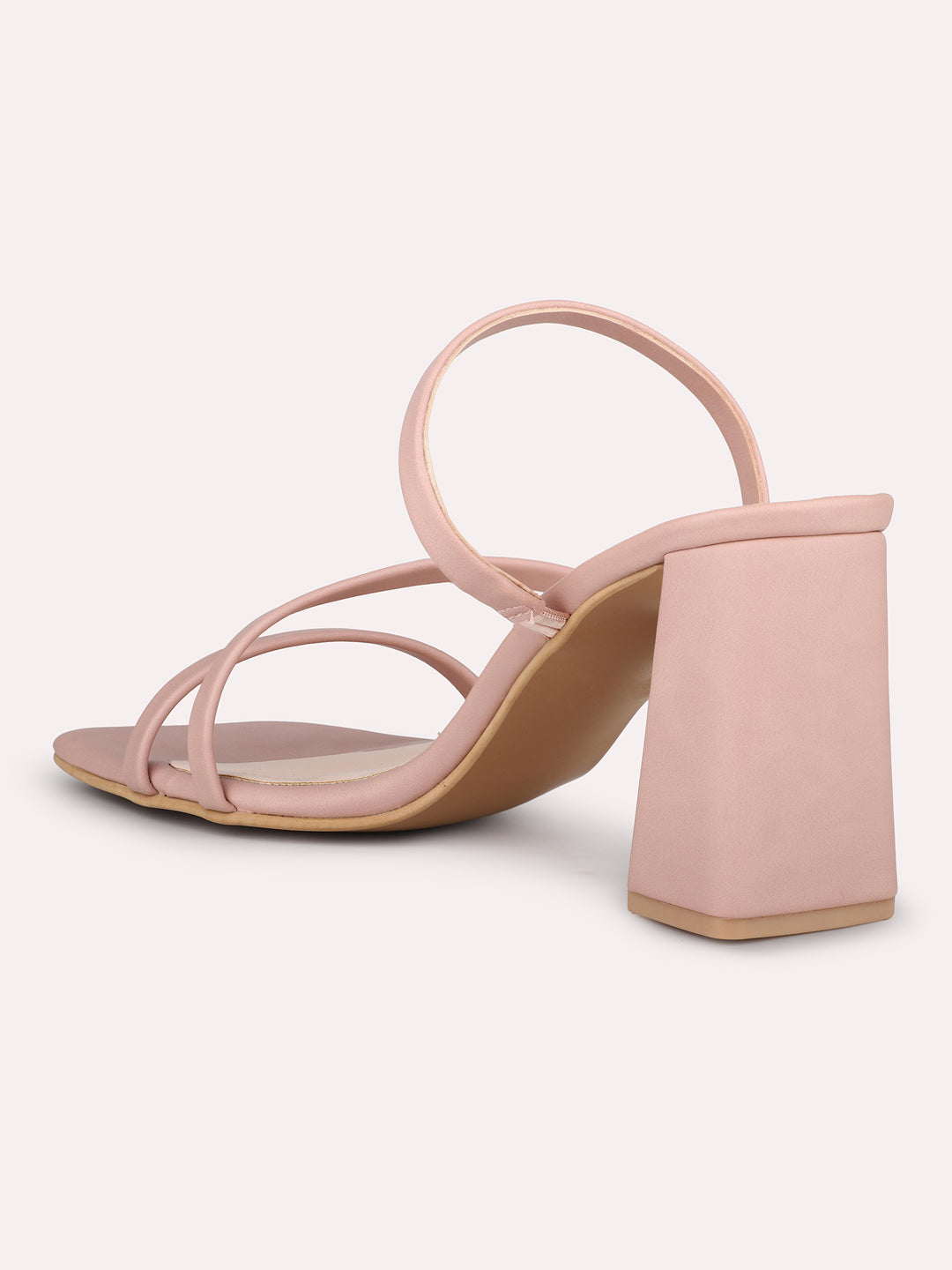 Women Peach Strappy Block Heels