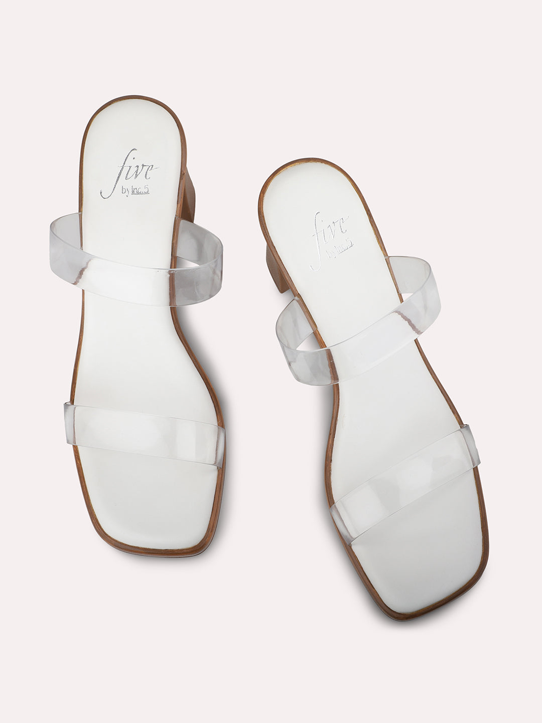 Women White Transparent Block Heel Sandals