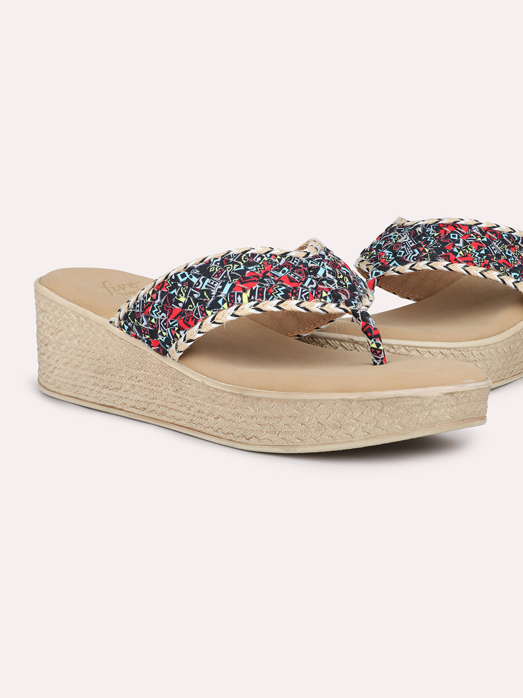 Women Red Woven Design Wedge Sandals