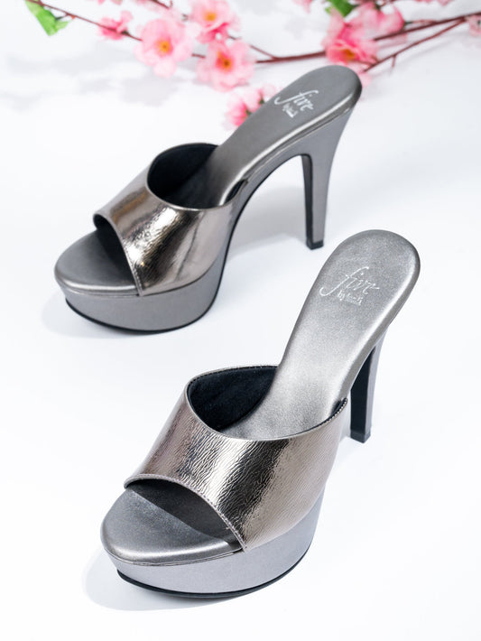 Women Pewter Embellished Party Stiletto Sandals