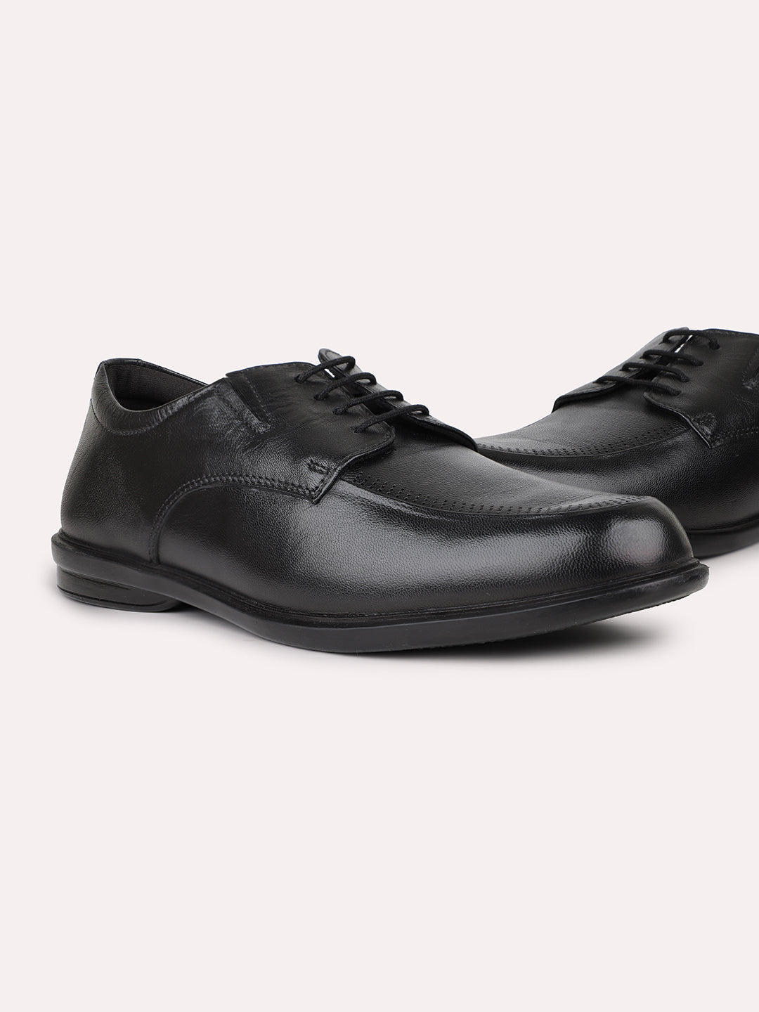 Men Black Leather Formal Lace-Ups Derbys