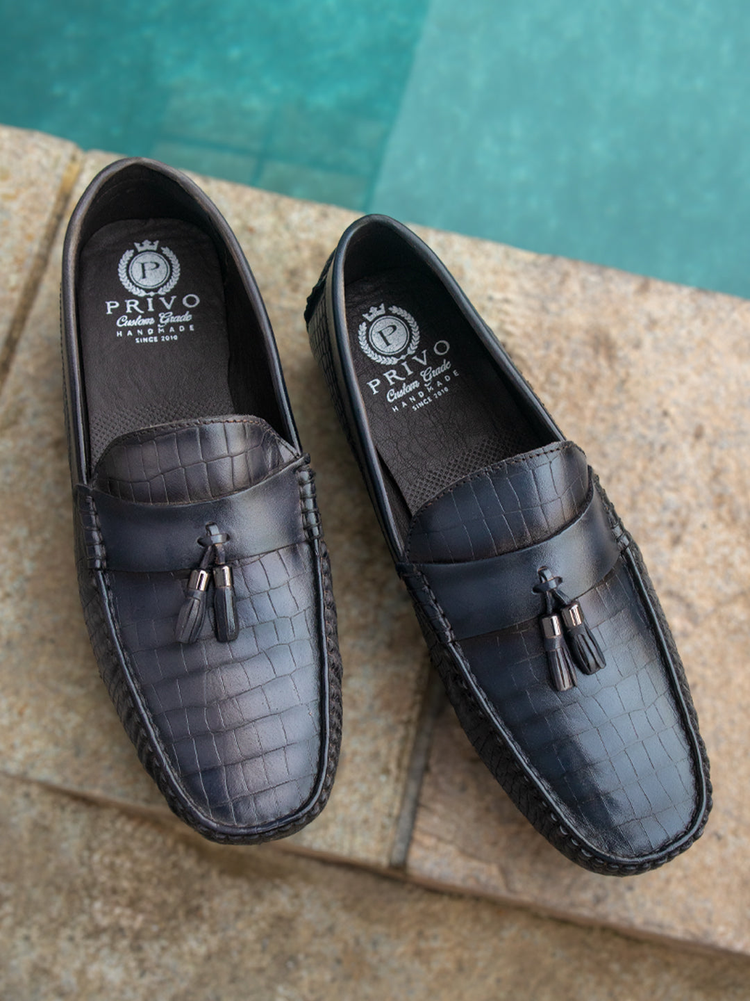 Privo Textured Driving Shoe-Blue For Men