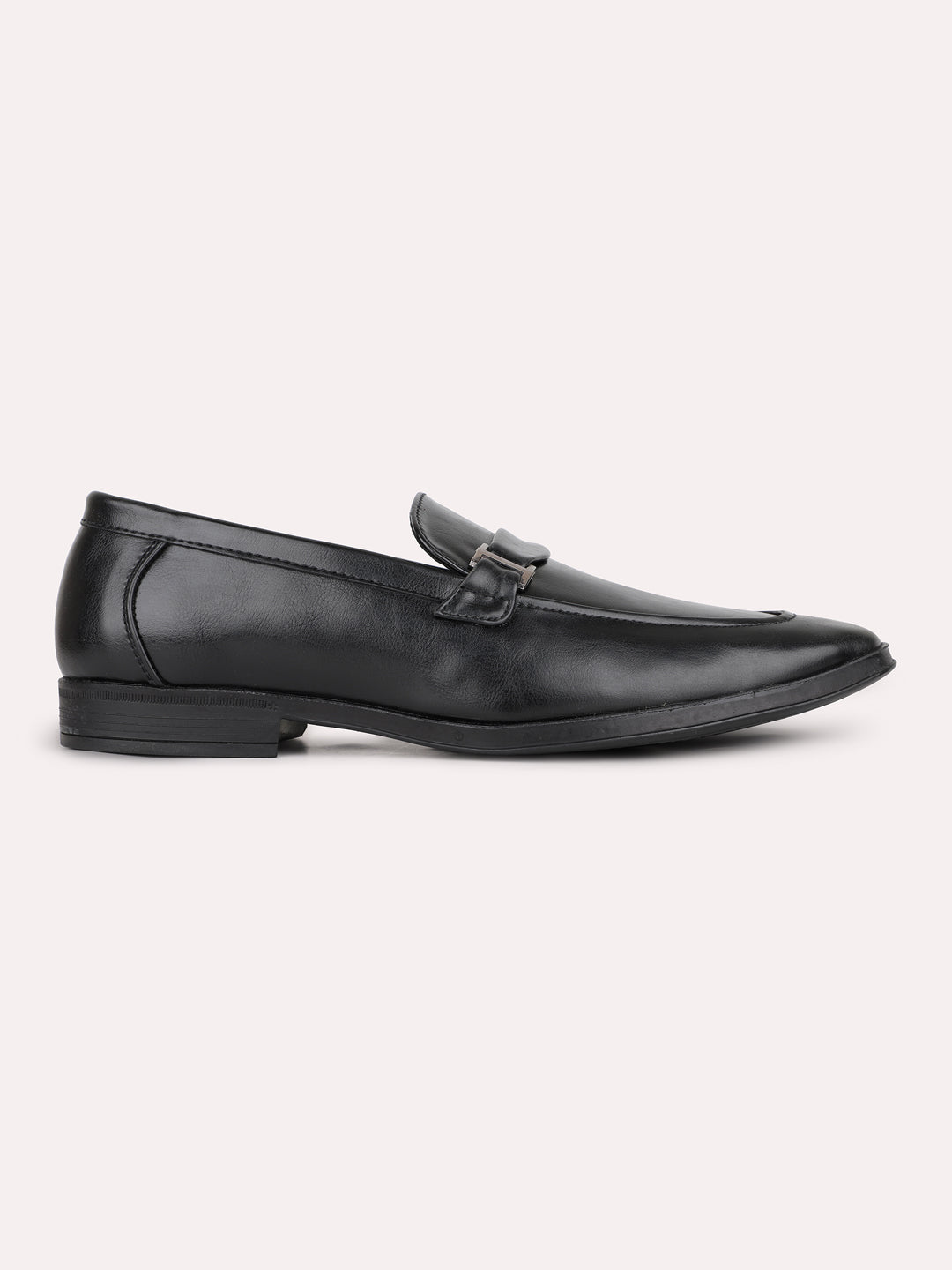 Mens Black Solid Pointed Toe Casual Loafers