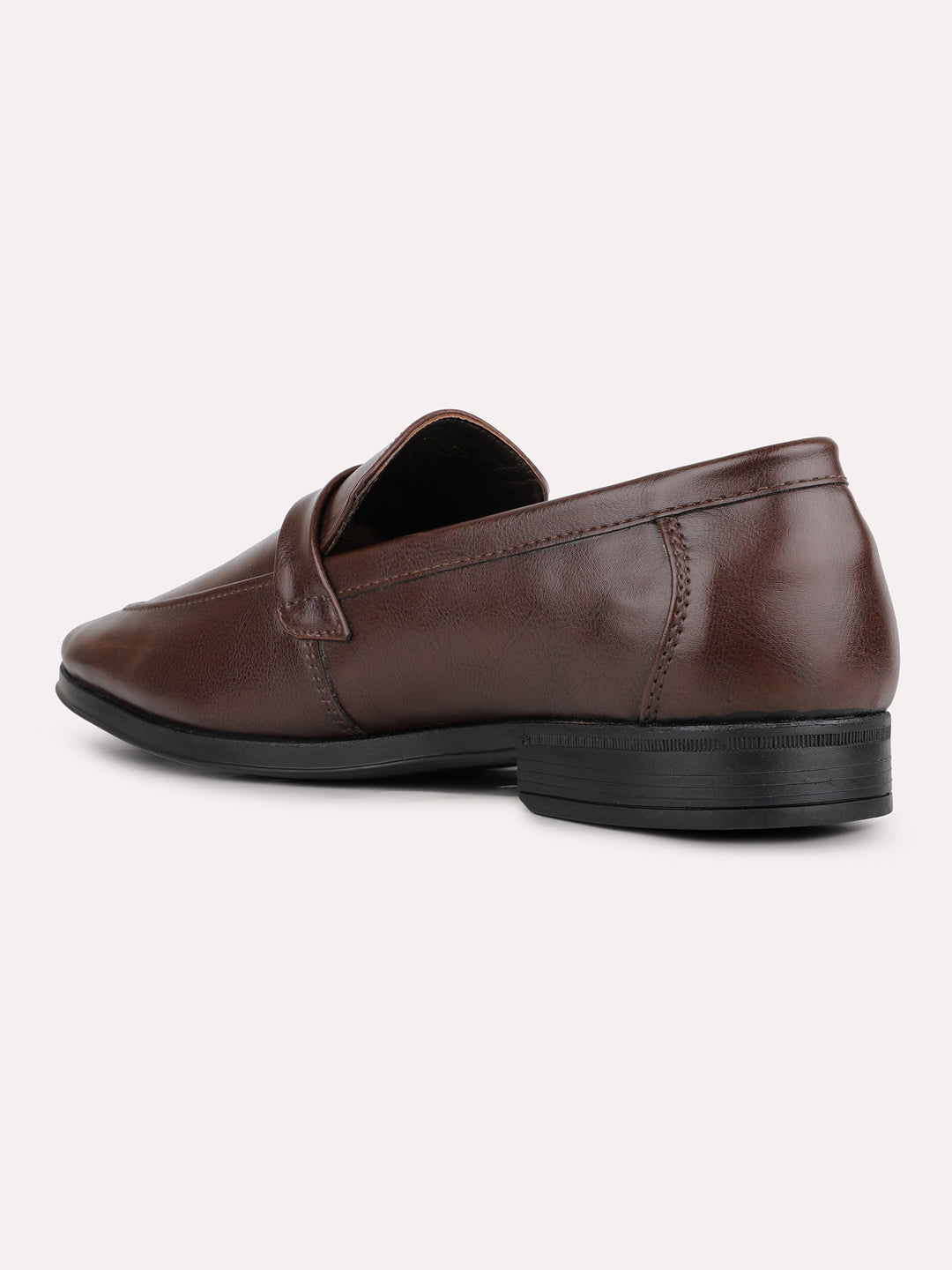 Mens Brown Solid Pointed Toe Loafers