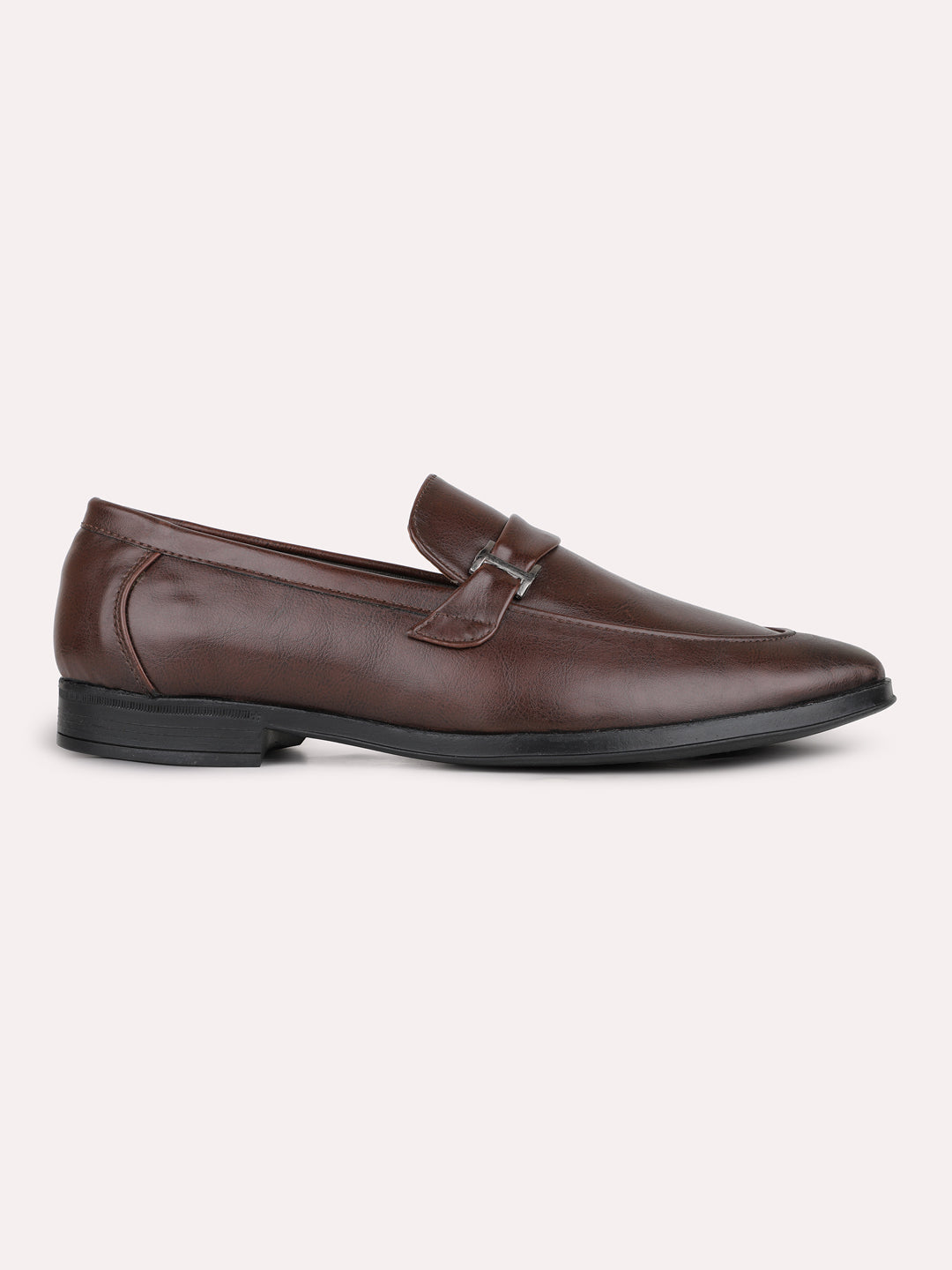 Mens Brown Solid Pointed Toe Loafers