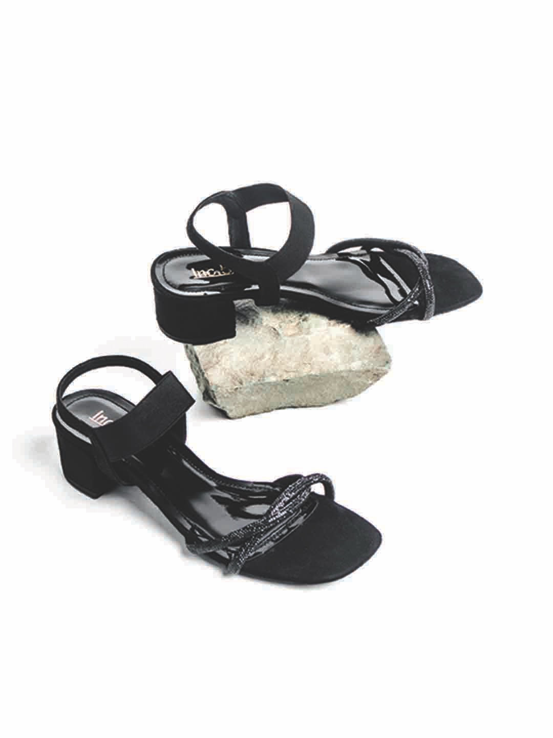 Women Black Party Block Sandals