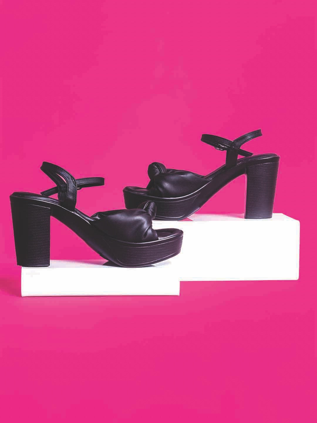 Women Black Solid Platform Heels