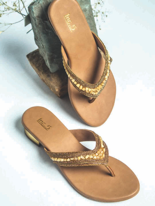 Women Antique Embellished Block Sandals