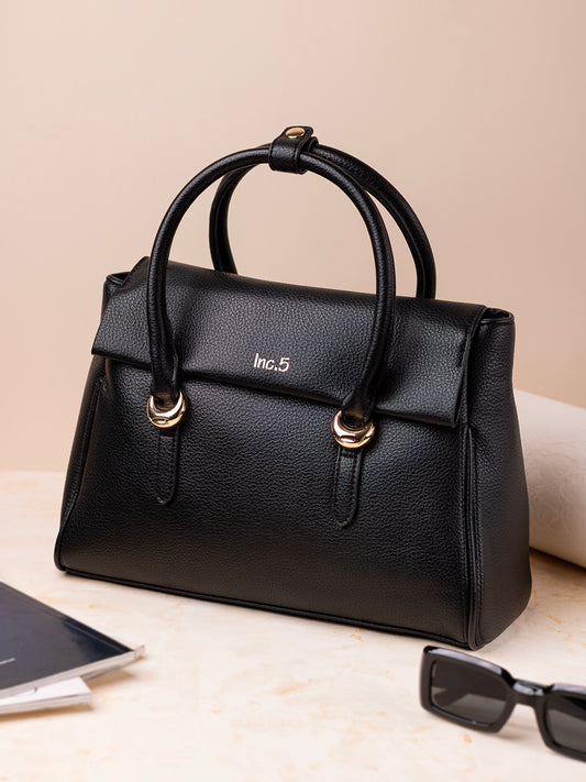 Womens Black Solid Handbag