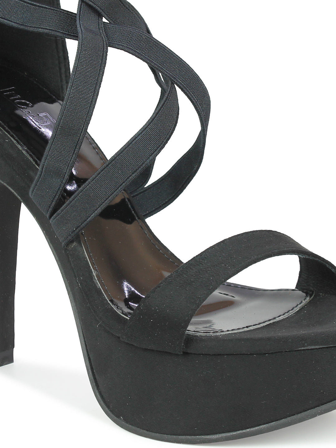 Womens Black Party Wear Solid Round Toe Stiletto Heels