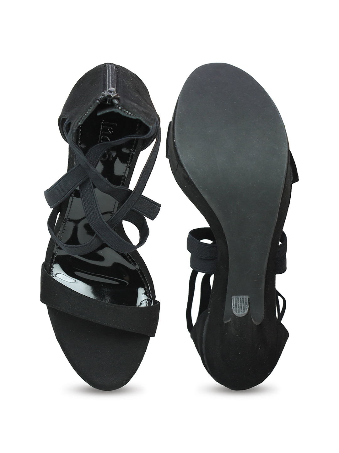 Womens Black Party Wear Solid Round Toe Stiletto Heels