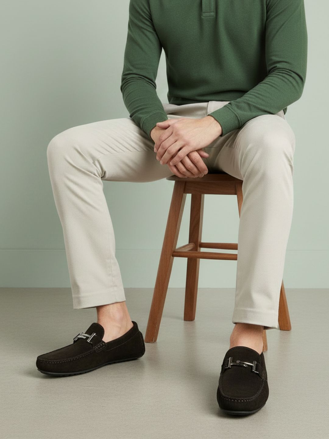 Mens Brown Casual Solid Square Toe Shape Loafers