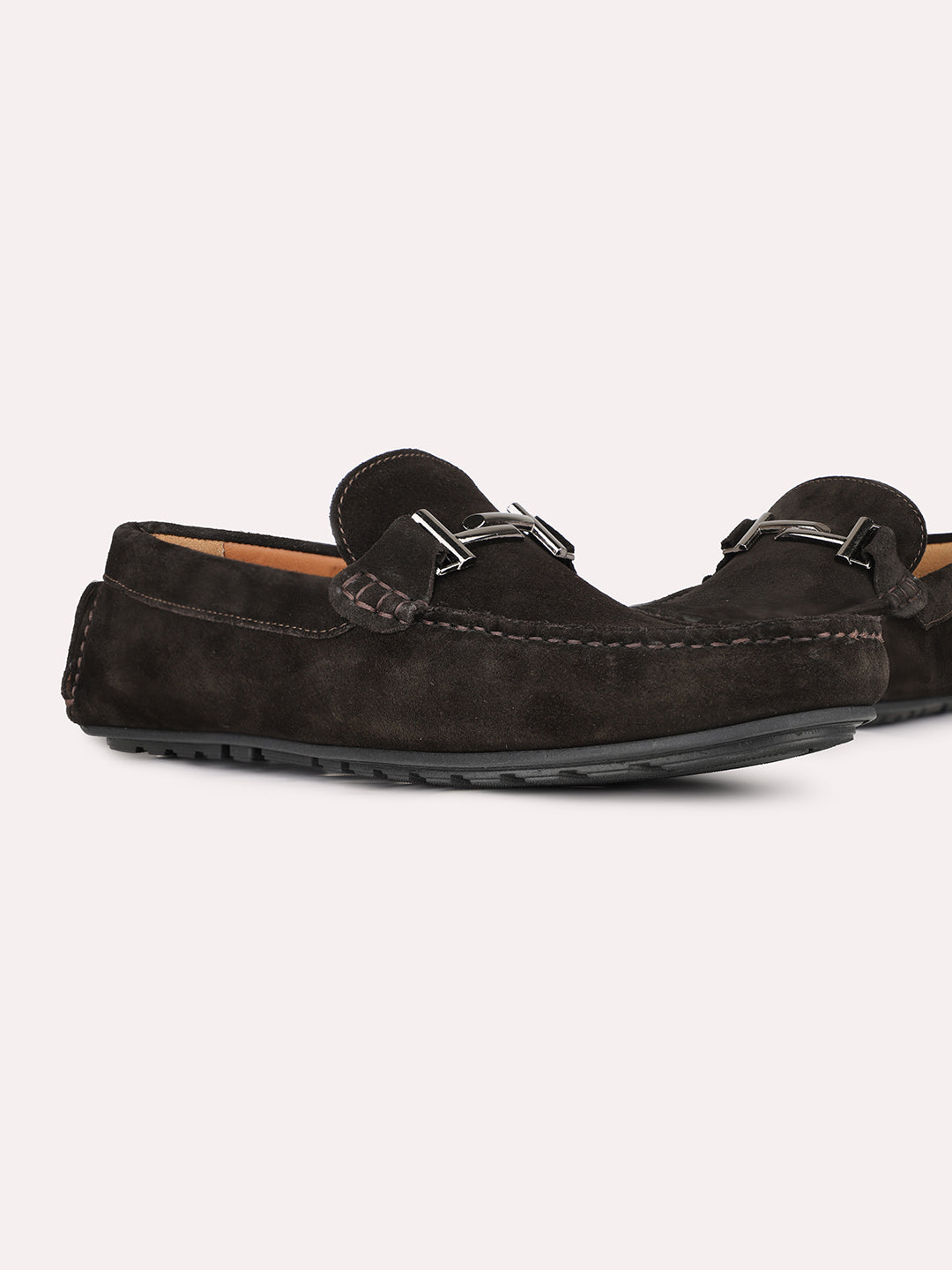 Mens Brown Casual Solid Square Toe Shape Loafers