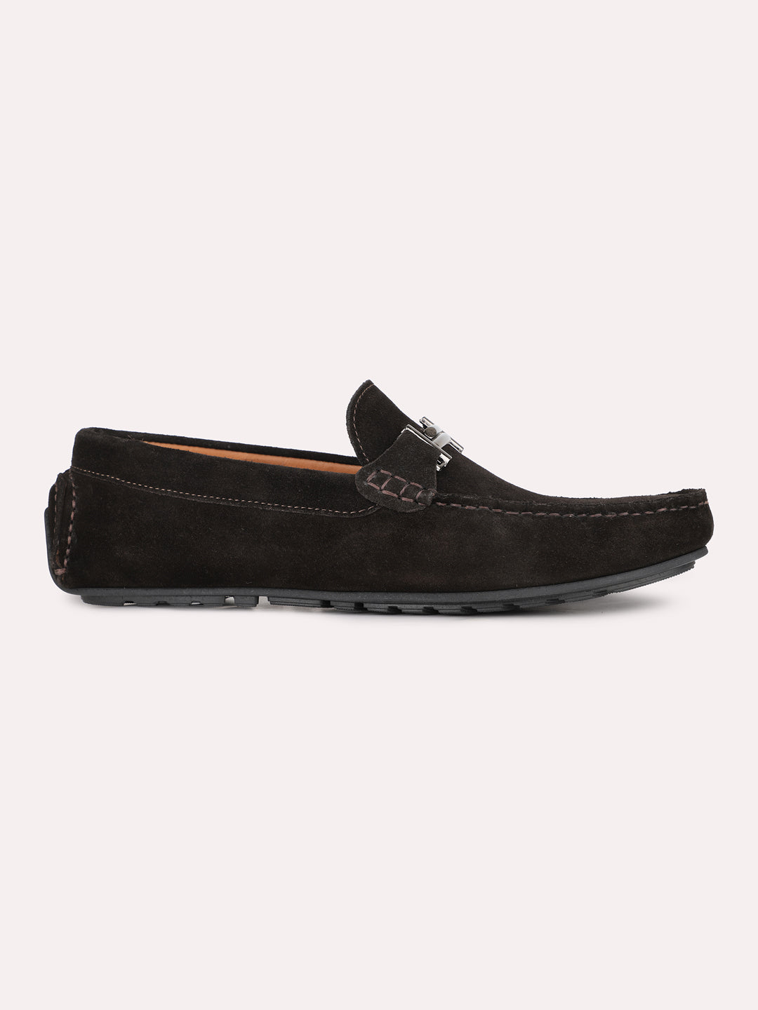Mens Brown Casual Solid Square Toe Shape Loafers