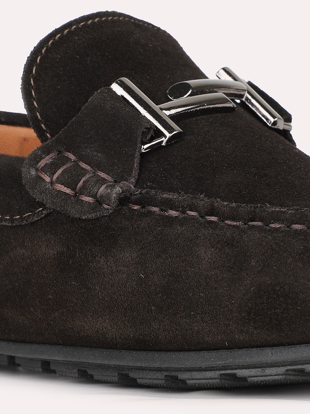 Mens Brown Casual Solid Square Toe Shape Loafers