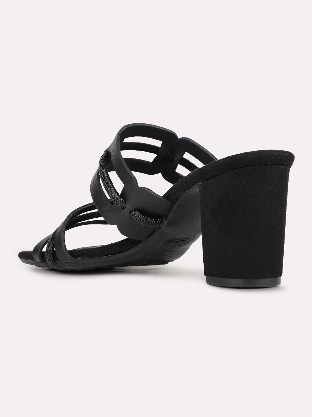 Women Black Casual Open Toe Block Heel Sandal