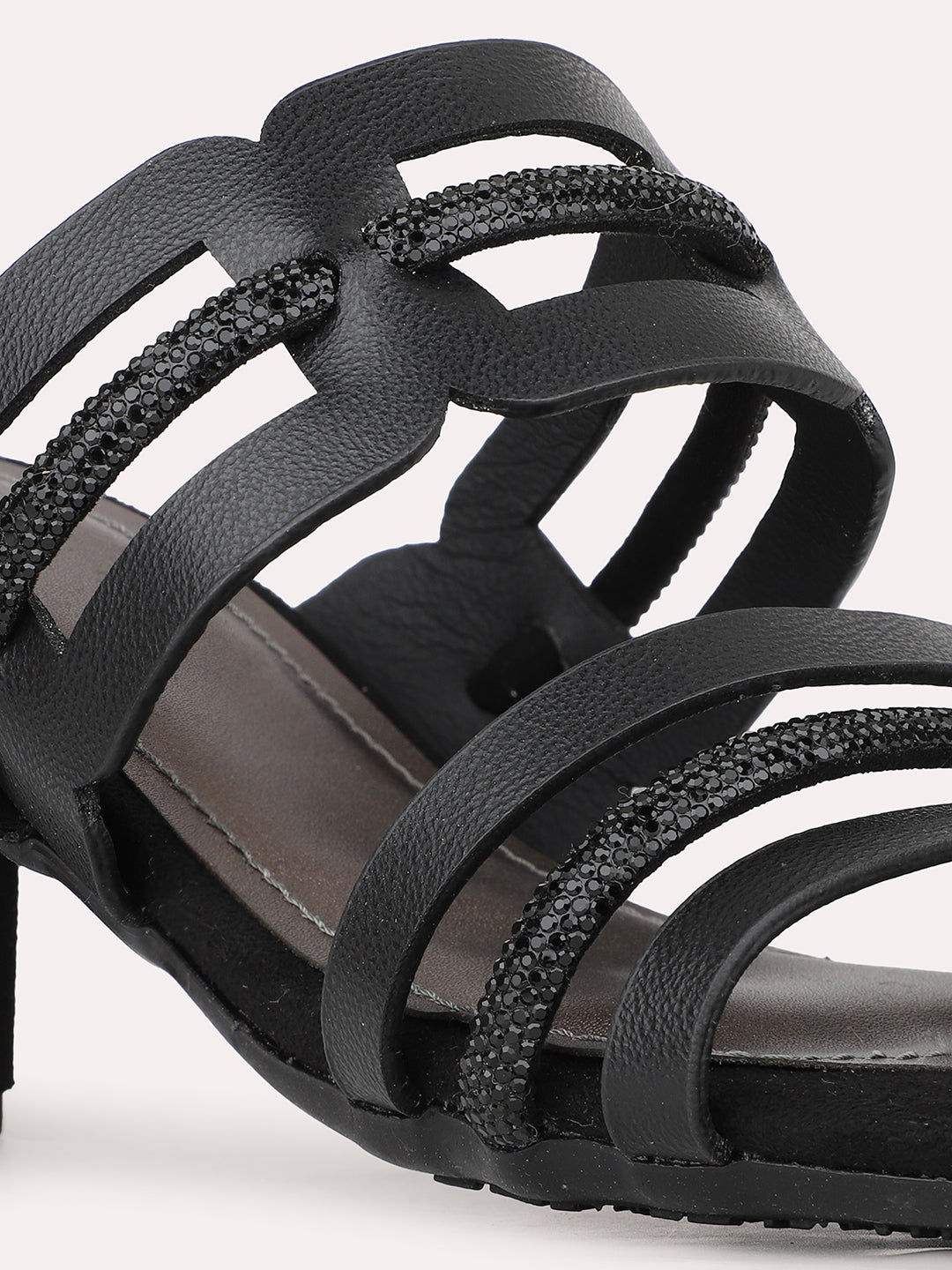 Women Black Casual Open Toe Block Heel Sandal