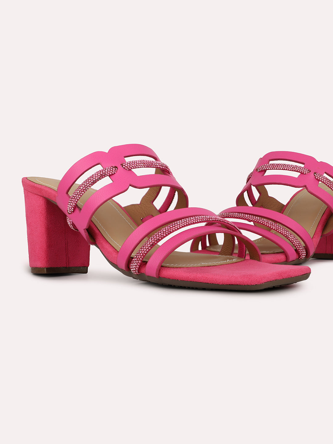 Women Rani Pink Casual Open Toe Block Heel Sandal