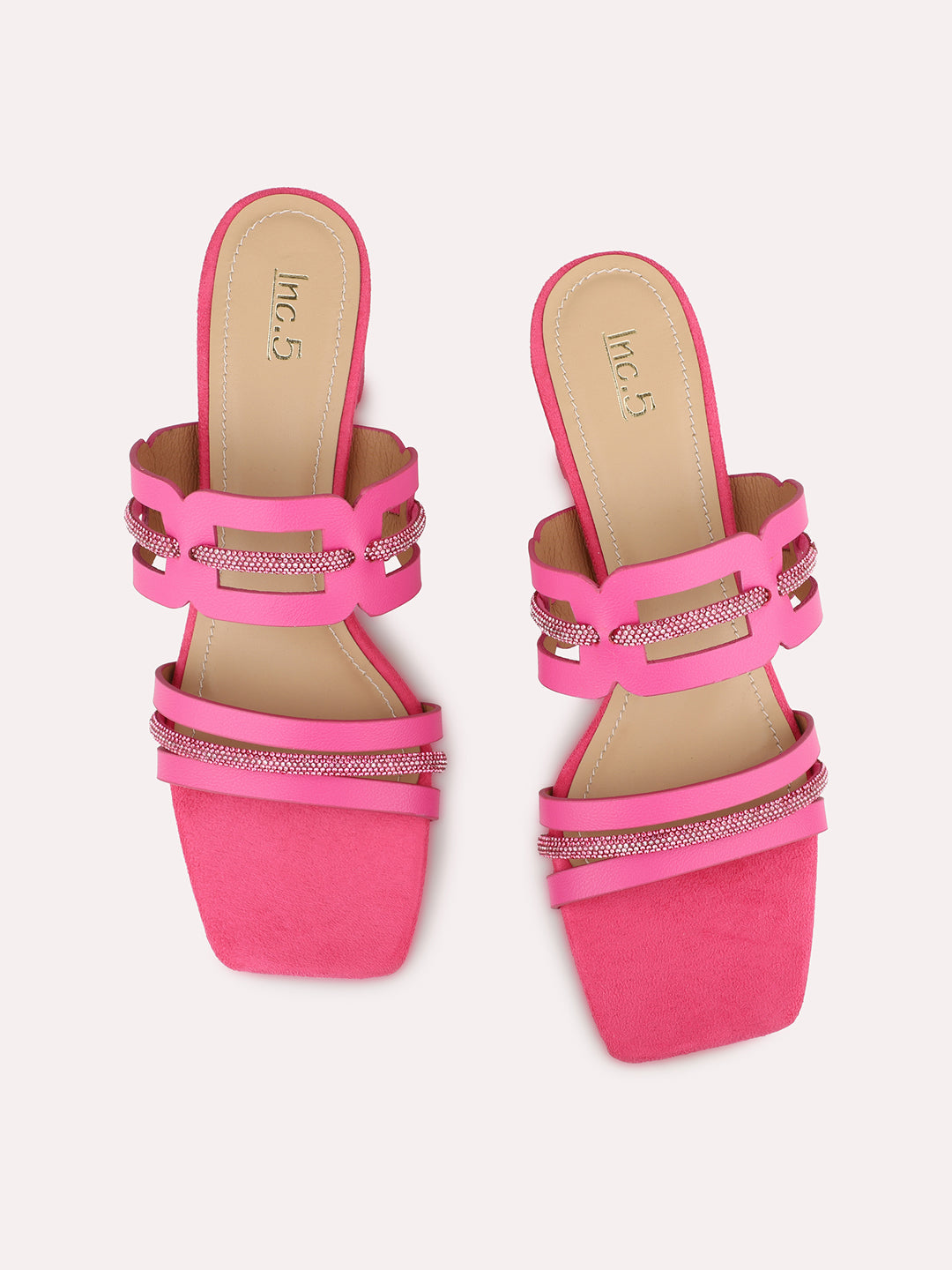 Women Rani Pink Casual Open Toe Block Heel Sandal