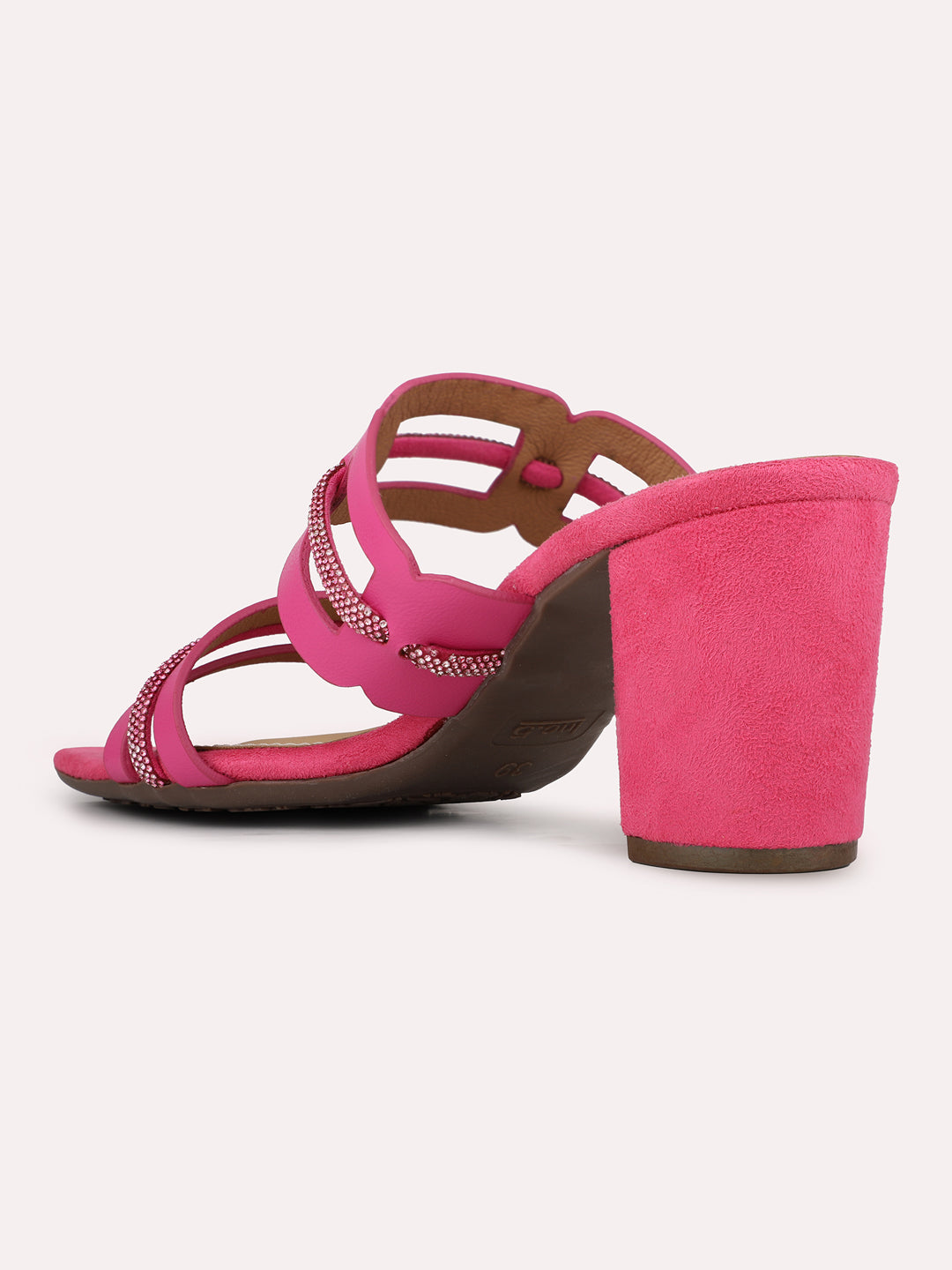 Women Rani Pink Casual Open Toe Block Heel Sandal