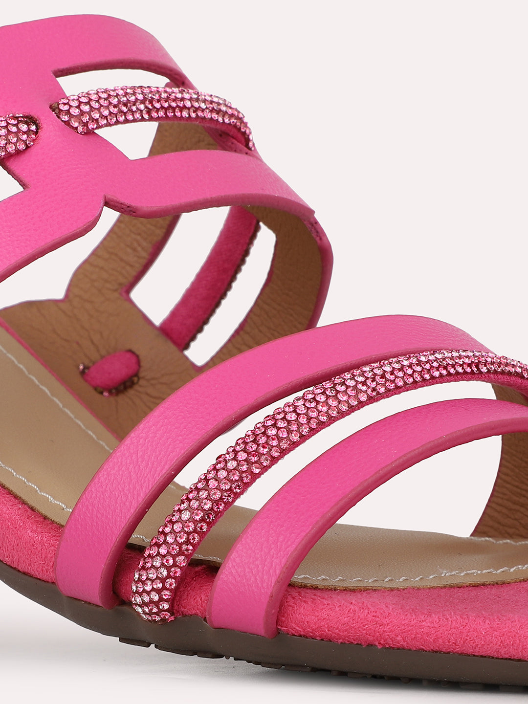 Women Rani Pink Casual Open Toe Block Heel Sandal