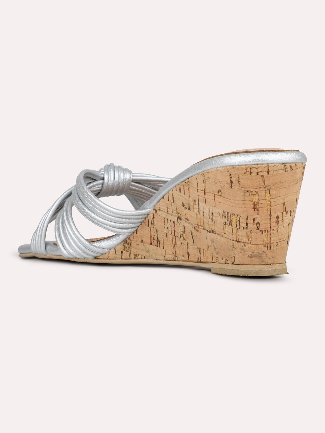 Women Silver Casual Open Toe Wedge Heel Sandal