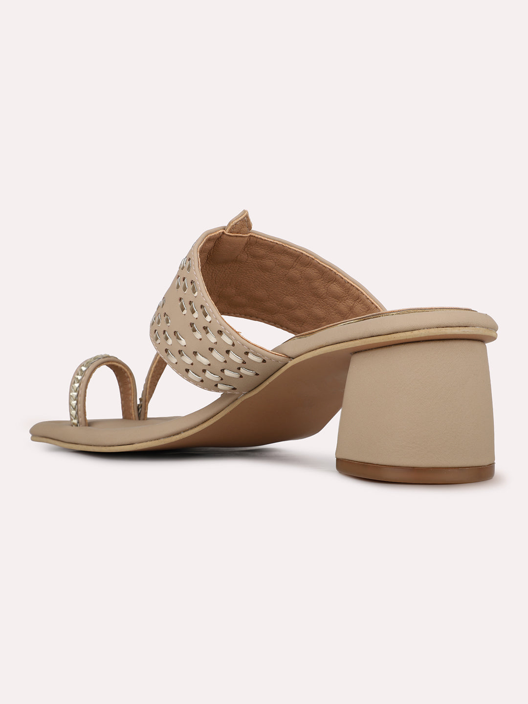 Women Beige Casual One Toe Wedge Heel Sandal