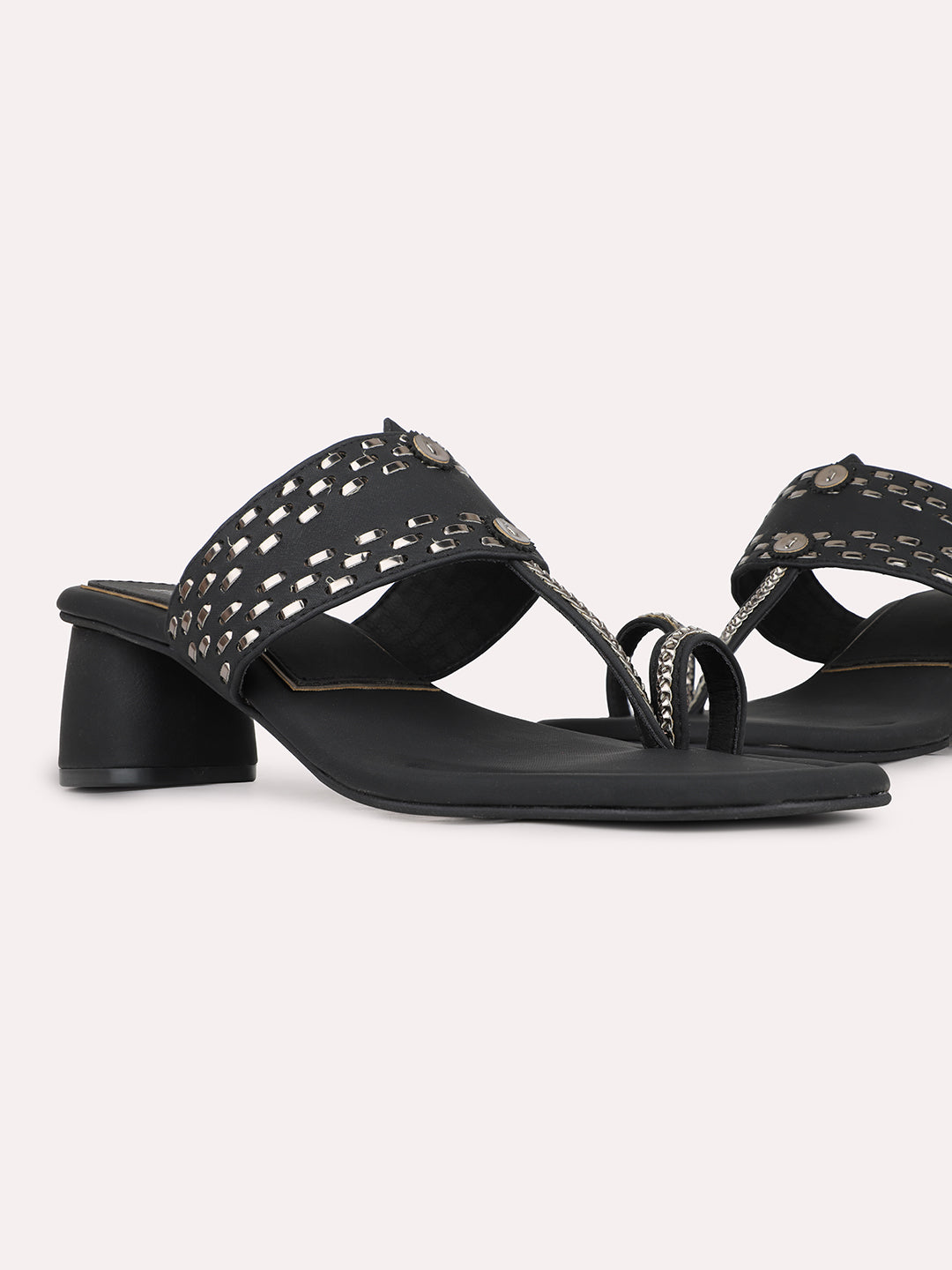 Women Black Casual One Toe Wedge Heel Sandal