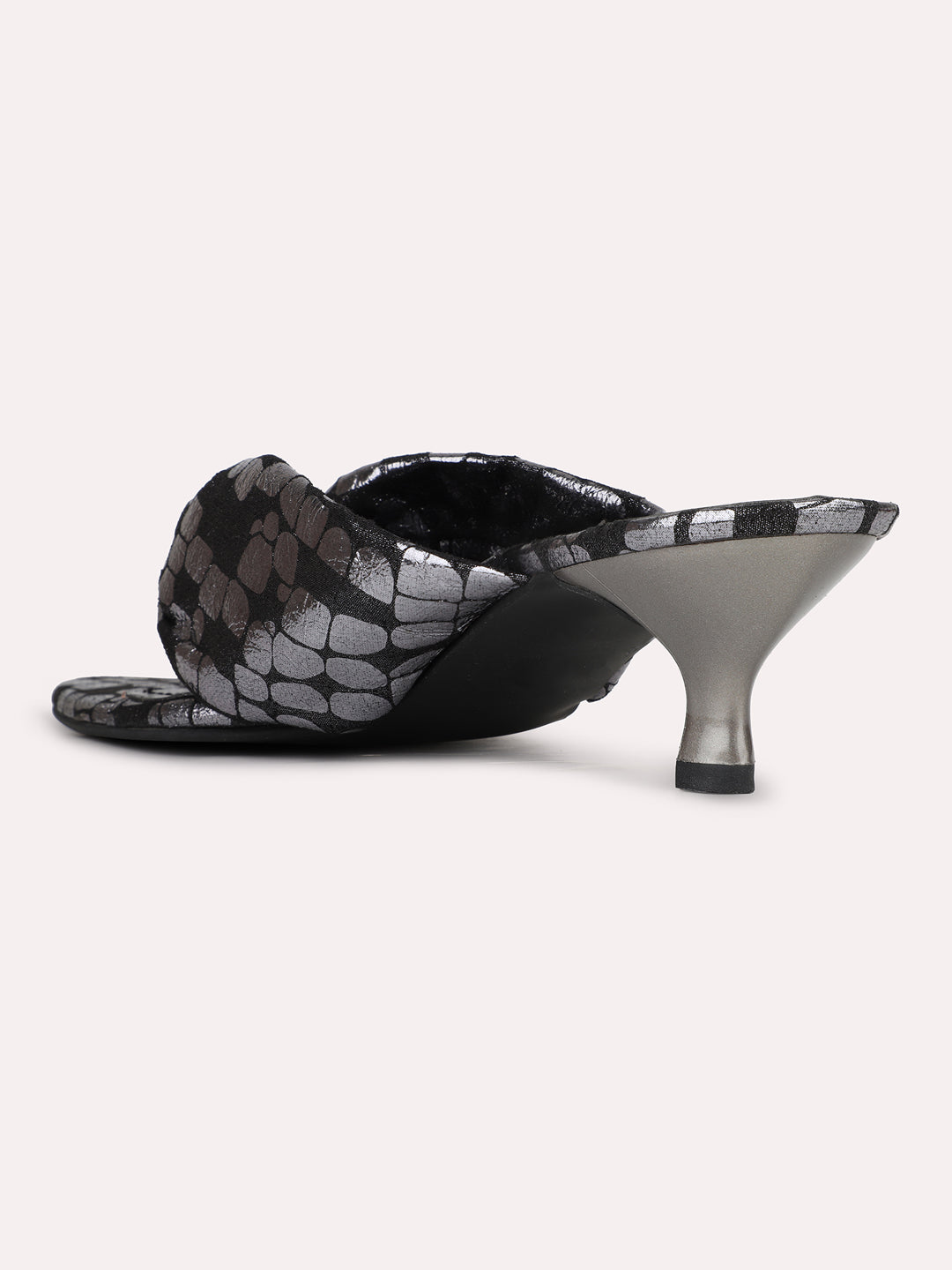 Women Pewter Casual T Strap Kitten Heel Sandal