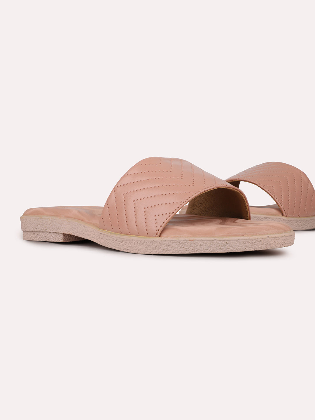 Women Peach Casual Open Toe Flat Sandal