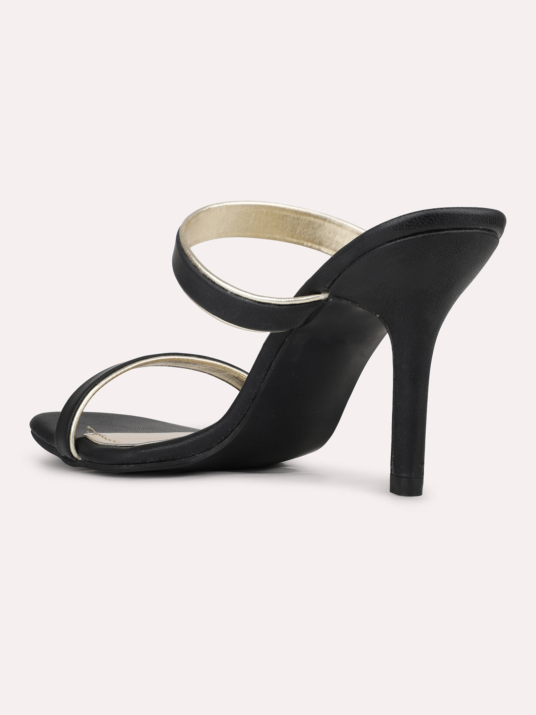 Women Black Casual Open Toe Stilettos Heel Sandal