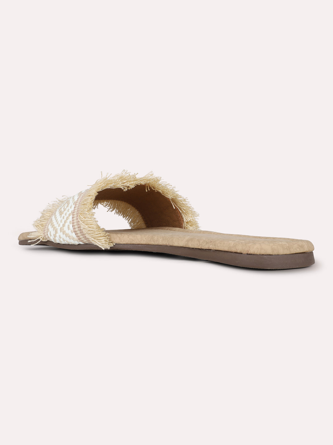 Women White Casual Open Toe Flats