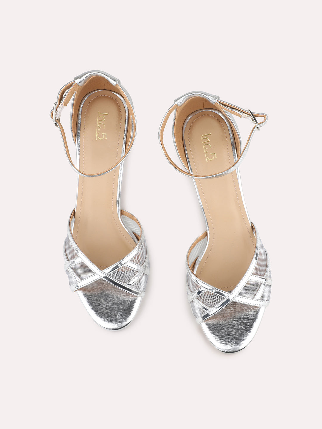 Women Silver Casual Open Toe Kitten Heel Sandal