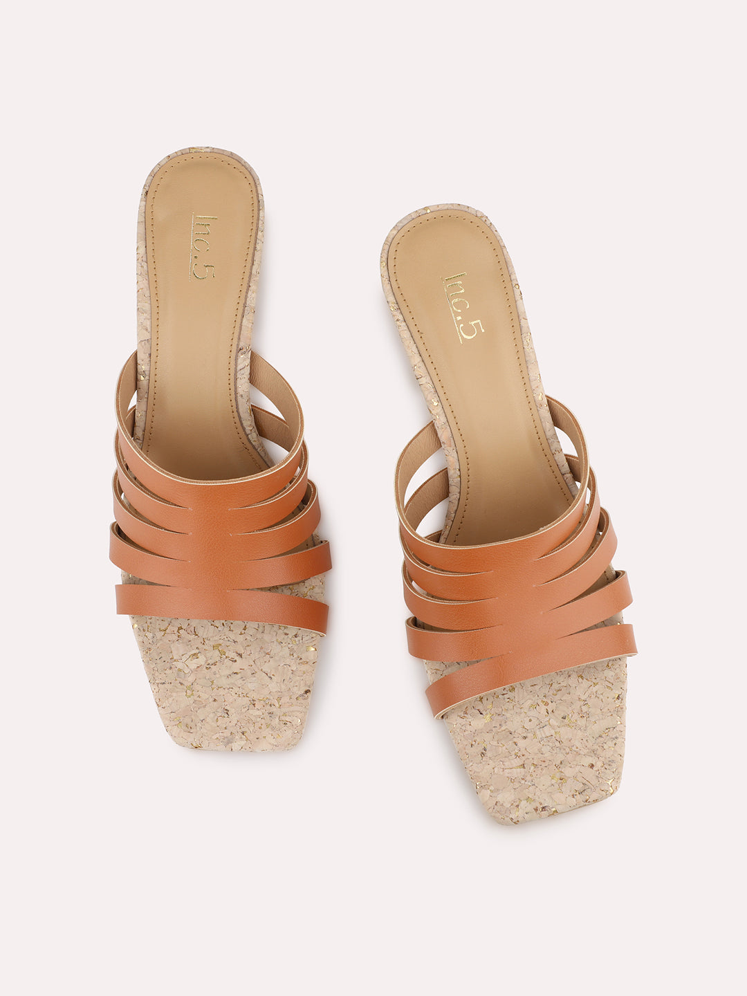 Women Tan Casual Open Toe Block Heel Sandal