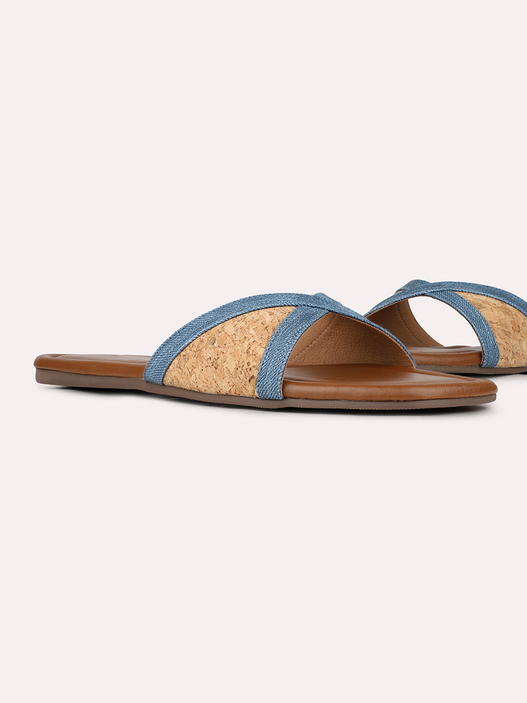 Women Blue Casual Open Toe Flat Sandal