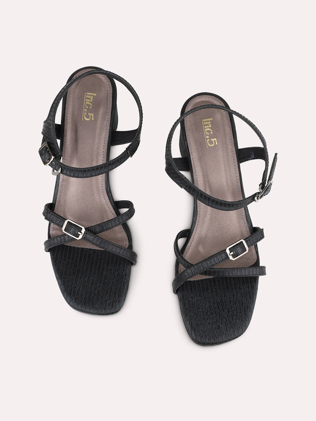 Women Black Casual Open Toe Block Heel Sandal