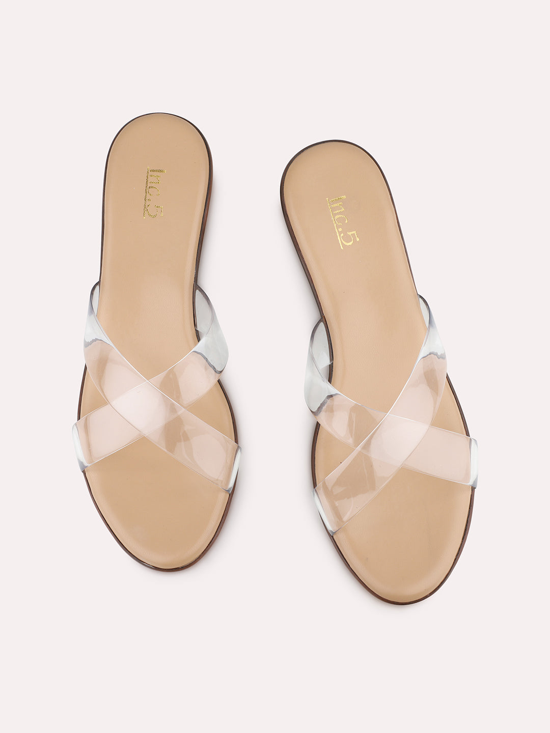 Womens White Party Wear Transparent Round Toe Block Heels